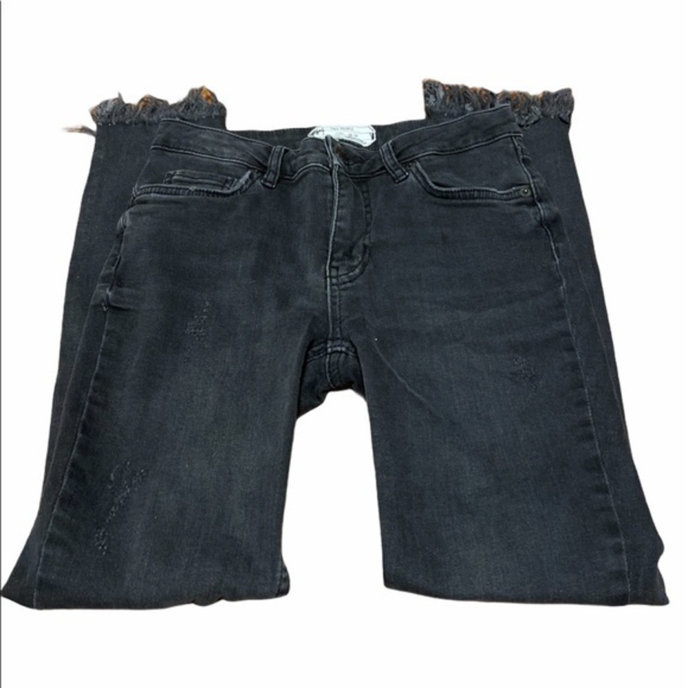 Free people black jeans size 24 raw hem